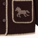 THE TINY BIG SISTER Short Horses Embroidered Coat in Charcoal