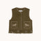 THE TINY BIG SISTER Horses Embroidered Vest in Dark Khaki