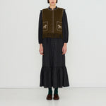 THE TINY BIG SISTER Horses Embroidered Vest in Dark Khaki