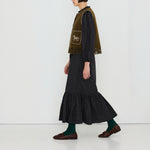 THE TINY BIG SISTER Horses Embroidered Vest in Dark Khaki