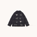 THE TINY BIG SISTER Embroidered Down Jacket in Navy