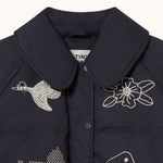 THE TINY BIG SISTER Embroidered Down Jacket in Navy
