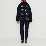 THE TINY BIG SISTER Embroidered Down Jacket in Navy