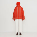THE TINY BIG SISTER Flowers Down Jacket in Dark Red