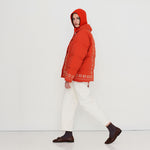 THE TINY BIG SISTER Flowers Down Jacket in Dark Red