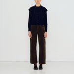 THE TINY BIG SISTER Scarf Neck Lara Merino Wool Cardigan in Navy