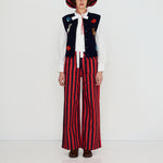 THE TINY BIG SISTER Fall Pattern Merino Wool Vest in Navy