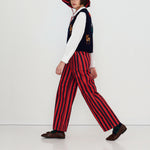 THE TINY BIG SISTER Fall Pattern Merino Wool Vest in Navy