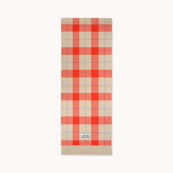 THE TINY BIG SISTER Check Merino Wool Scarf in Vanilla