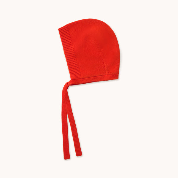 THE TINY BIG SISTER Merino Wool Bonnet in Summer Red
