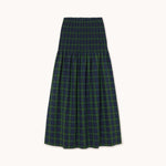 THE TINY BIG SISTER Green Check Smock Skirt in Light Navy
