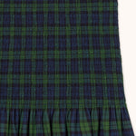 THE TINY BIG SISTER Green Check Smock Skirt in Light Navy