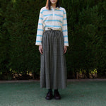 THE TINY BIG SISTER Check Elasticated Skirt in Navy