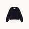 THE TINY BIG SISTER Buttoned Merino Wool Cardigan in Navy