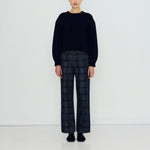 THE TINY BIG SISTER Buttoned Merino Wool Cardigan in Navy