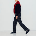 THE TINY BIG SISTER Buttoned Merino Wool Cardigan in Navy