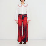THE TINY BIG SISTER Embroidered Neck Shirt in Off White