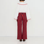 THE TINY BIG SISTER Embroidered Neck Shirt in Off White