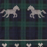 THE TINY BIG SISTER Embroidered Check Puff Sleeves Blouse in Dark Green