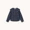 THE TINY BIG SISTER Check Denim Shirt with Tie Neck in Light Navy