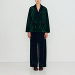 THE TINY BIG SISTER Velvet Wide Leg Trousers in Ink Blue