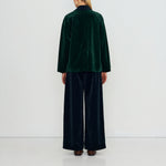 THE TINY BIG SISTER Velvet Wide Leg Trousers in Ink Blue