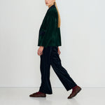 THE TINY BIG SISTER Velvet Wide Leg Trousers in Ink Blue