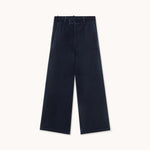THE TINY BIG SISTER Velvet Wide Leg Trousers in Ink Blue