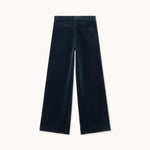 THE TINY BIG SISTER Velvet Wide Leg Trousers in Ink Blue