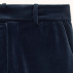 THE TINY BIG SISTER Velvet Wide Leg Trousers in Ink Blue