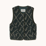 THE TINY BIG SISTER Diamond Geese Sherpa Vest in Ink Blue