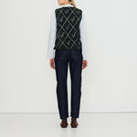 THE TINY BIG SISTER Diamond Geese Sherpa Vest in Ink Blue