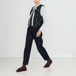 THE TINY BIG SISTER Diamond Geese Sherpa Vest in Ink Blue