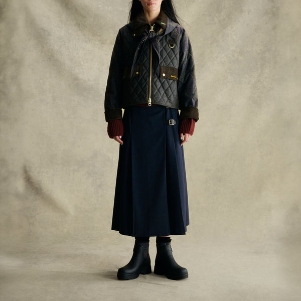 BARBOUR Delilah Midi Skirt  in Dark Navy