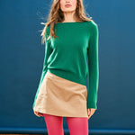 JUMPER 1234 Cashmere Crop Crew Neck Jumper in Olive Green