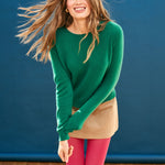 JUMPER 1234 Cashmere Crop Crew Neck Jumper in Olive Green