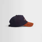 WAX LONDON Tranton Trucker Cord Cap in Navy/Rust