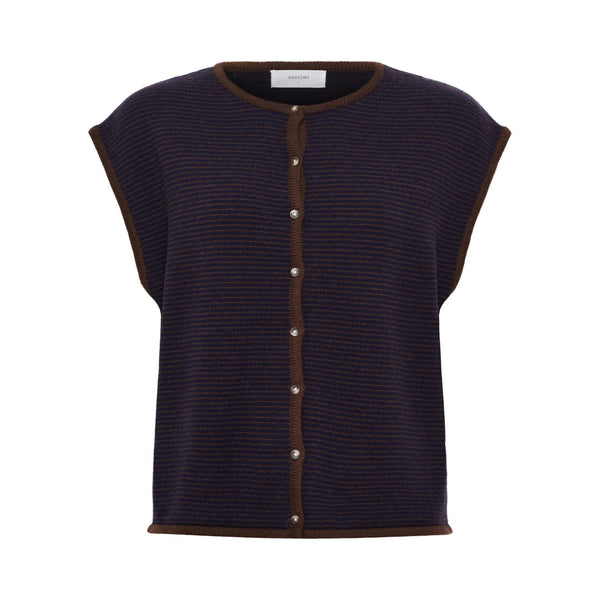ANNE-MI Aya Merino Wool Waistcoat in Demitasse/Dark Navy