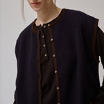 ANNE-MI Aya Merino Wool Waistcoat in Demitasse/Dark Navy