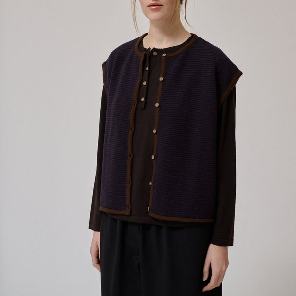 ANNE-MI Aya Merino Wool Waistcoat in Demitasse/Dark Navy