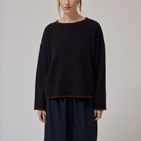 ANNE-MI Aya Merino Wool Jumper in Demitasse/Dark Navy