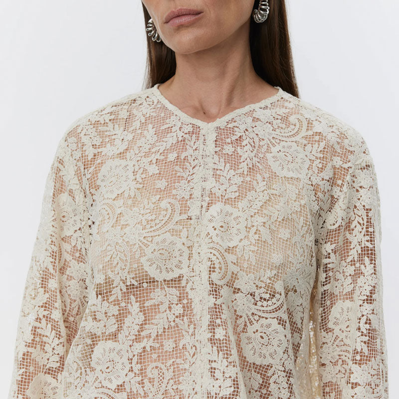 DAY BIRGER ET MIKKELSEN Aaliyah Spring Crochet Top in Pistachio Shell