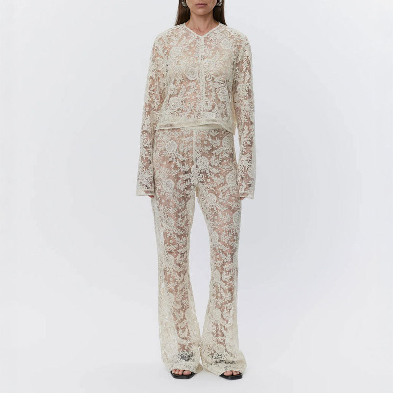 DAY BIRGER ET MIKKELSEN Aaliyah Spring Crochet Top in Pistachio Shell