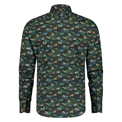 A FISH NAMED FRED Aeroplane Shirt in Dark Green