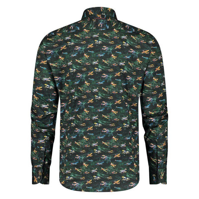 A FISH NAMED FRED Aeroplane Shirt in Dark Green
