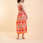 HANDPRINT DREAM APPAREL Alba Dress in Ikat Coral