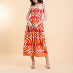 HANDPRINT DREAM APPAREL Alba Dress in Ikat Coral