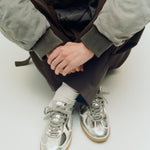 ALOHAS Tb.490 Rife Shimmer Leather Sneakers in Silver/Cream