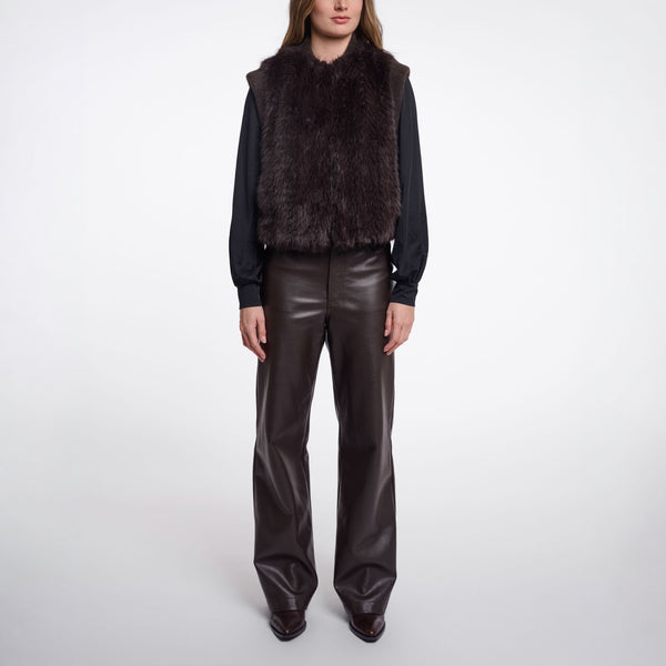 RINO & PELLE Alvita Faux Fur Gilet in Peated