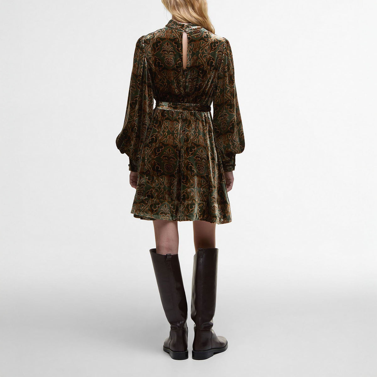 BARBOUR Barbour X Farm Rio Ana Clara Long Sleeve Mini Dress in Pineapple Print